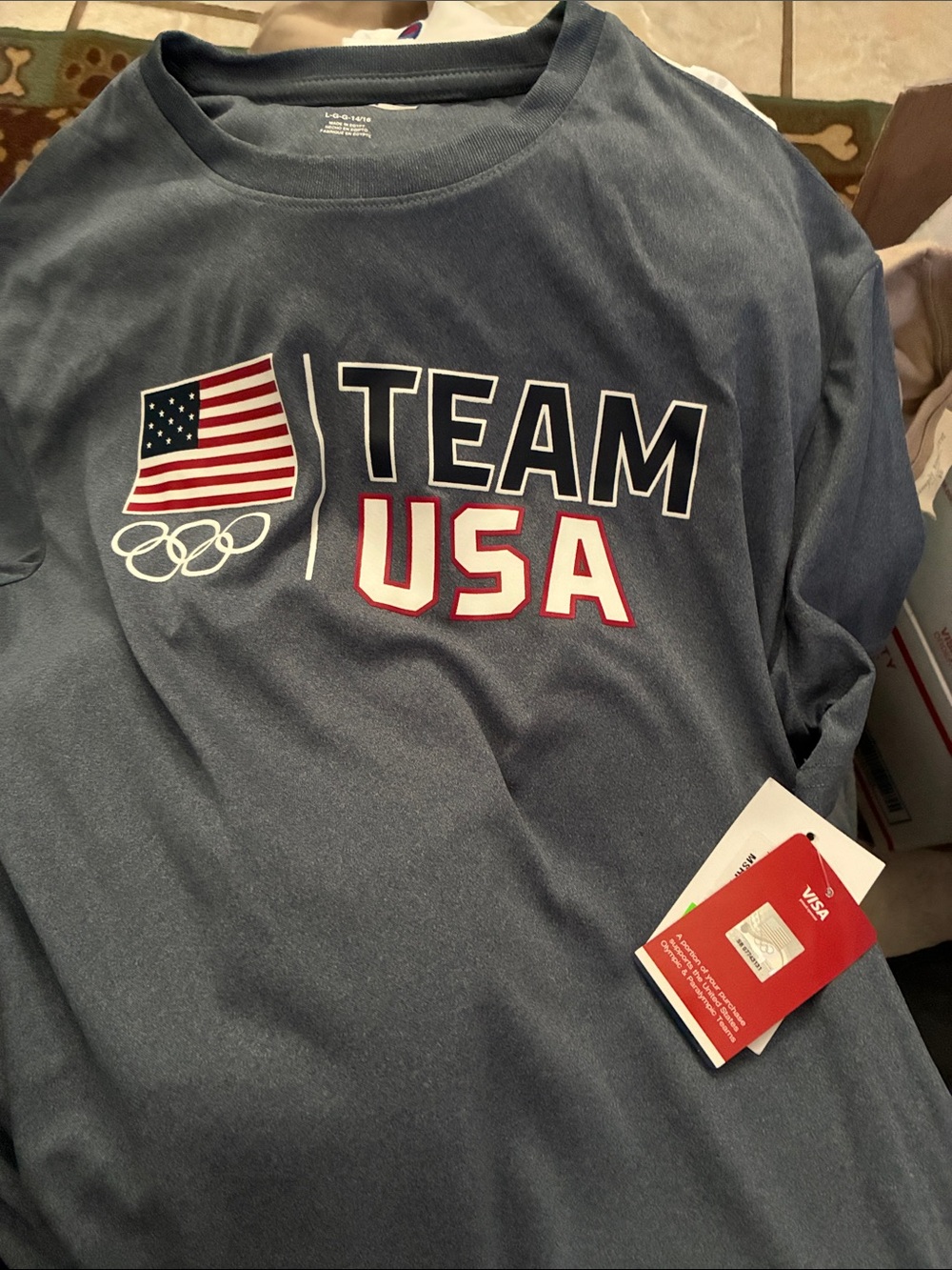 Team USA Olympic Logo Tee - Navy Blue with Red & White Accents